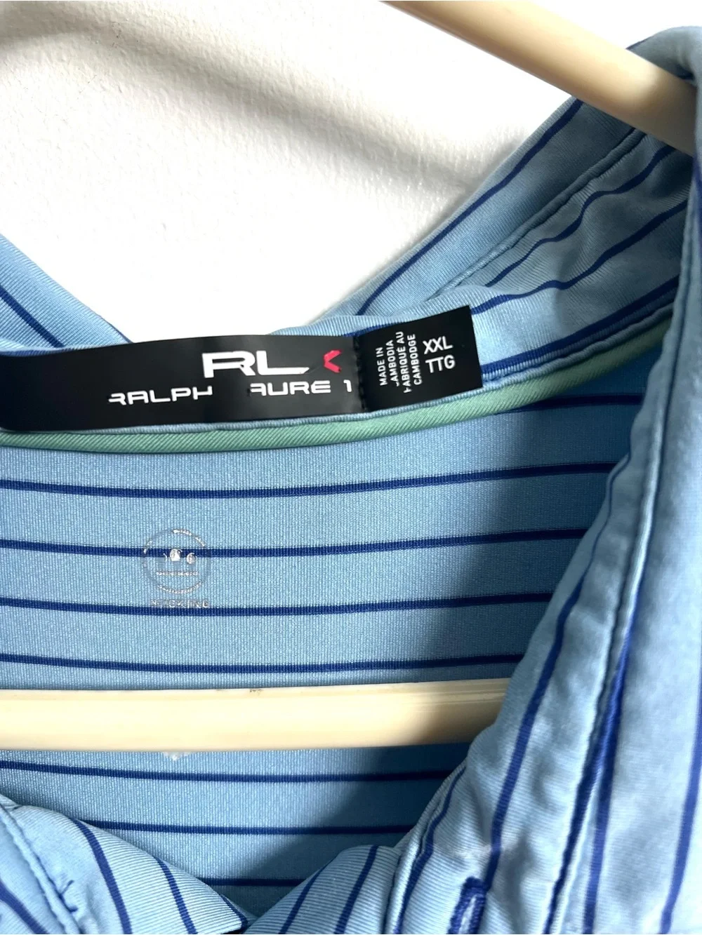 Ralph Lauren Harding Park 2020 PGA Light Blue Striped Polo with Chest Logo